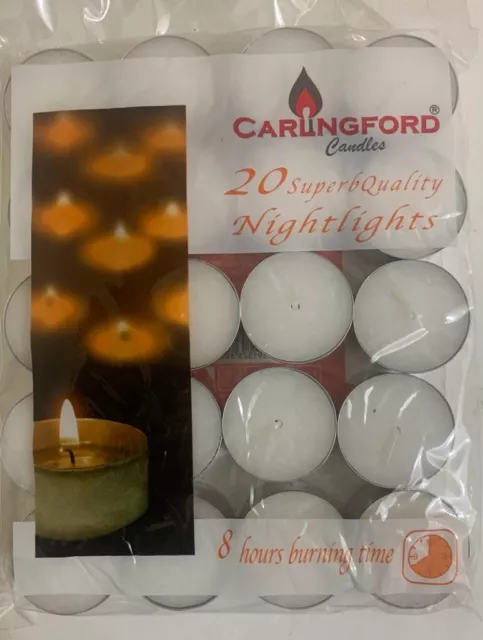 20 Tealights candles Tea Night Lights Candles 8 hour long burn unscented Candles