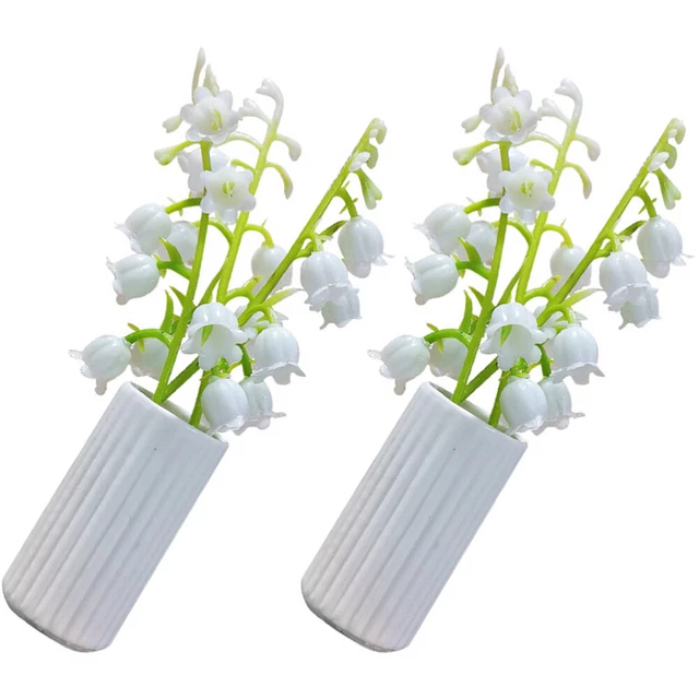 2pcs Doll House Decoration Accessory Mini Flower Vase Model Mini House Bonsai