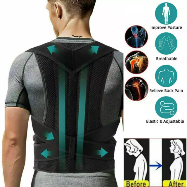 Adjustable Shoulder Brace Back Lumbar Support Belt Posture Corrector Men Women
