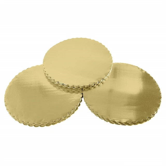 Lote de 6 tablas redondas de cartón dorado para pasteles de 14" bandejas ligeras para pastelería