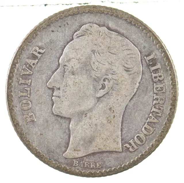 Roughly the Size of a Quarter 1929 Venezuela 1 Bolivar World Silver Coin *692