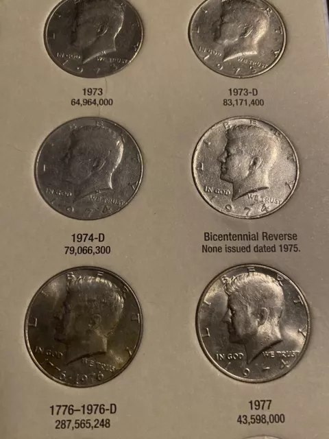 18 coins kennedy half dollars 1971-1984
