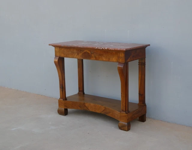 Console mobile d'appoggio st.Impero con piano in marmo, noce, '800 - L 115 cm!