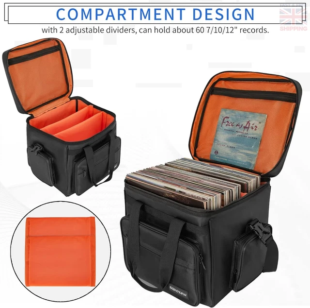 BQKOZFIN BLACK VINYL Records Carrying Bag, 7/10/12 Inch Vinyl Albums