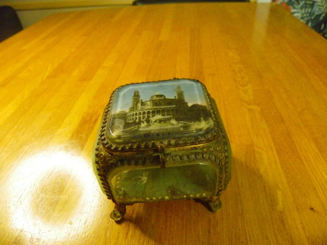 Coffret Vitrine Boite A Bijoux Ancienne Paris Sur Pieds En Laiton