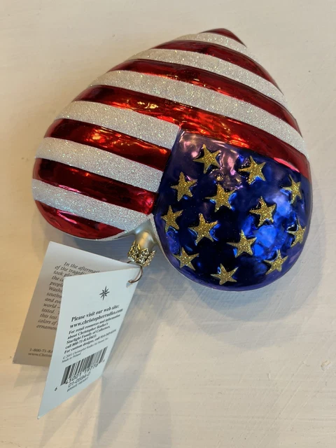 Christopher Radio Christmas ornament Brave Heart American Flag 9/11 Glittered 3