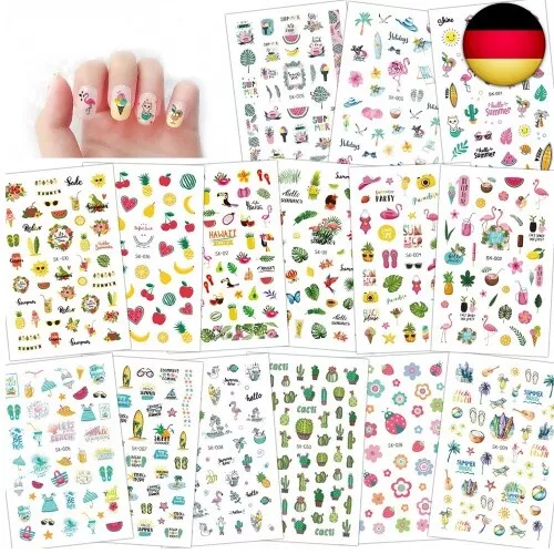 Konsait 3D Design Sommer Nagel Sticker Selbstklebende Aufkleber Nagel Tattoo