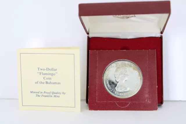 1972 Bahamas Franklin Mint Sterling Silver Two-Dollar Flamingo Day Proof Coin