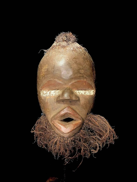Maschera per il viso fine arte tribale africana Dan legna da ardere vintage...