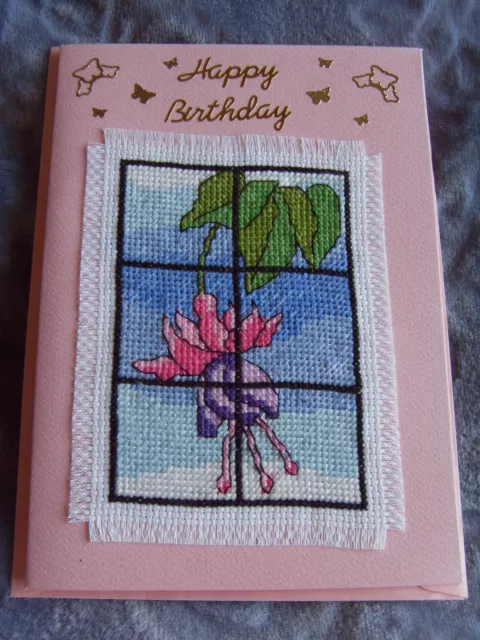 Hand Stitched Cross Stitch Card 4.1b