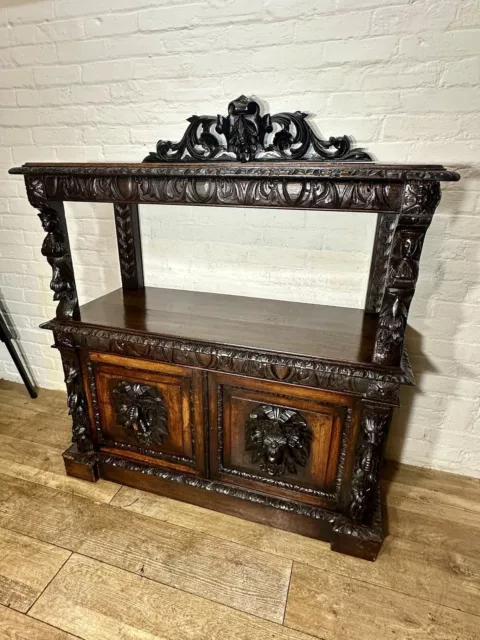 Antique Victorian Carved Oak  Buffet Table Hall Table  . Free Delivery Available
