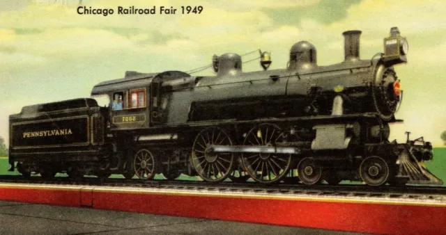 Worlds Fastest Locomotive Chicago Railroad Fair 1949 Original Postcard 3313D