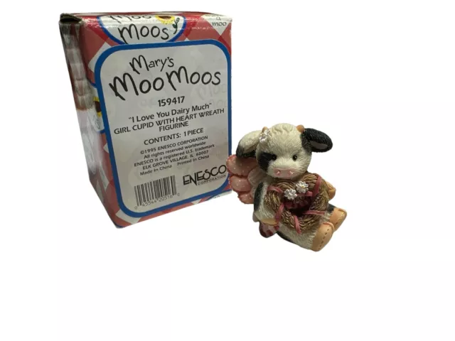 1995 Vintage Enesco Marys Moo Moos "I Love You Dairy Much" Figurine