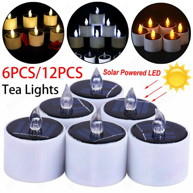 Darryy 6x Solar Teelichter - Wasserdichte LED Kerzen Mit Flammeneffekt Für Außen