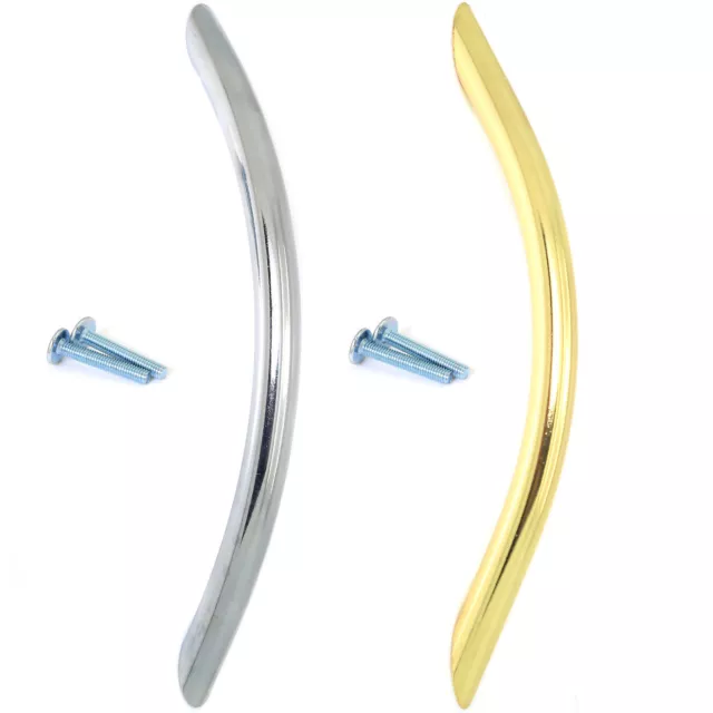 LARGE BOW PULL HANDLES Chrome/Brass Kitchen Bedroom Cabinet Drawer Cupboard Door