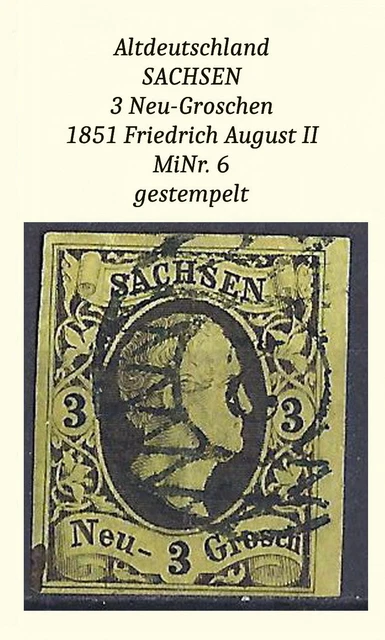 Altdeutschland Sachsen MiNr. 6 gestempelt, sehr schönes Sammlerstück