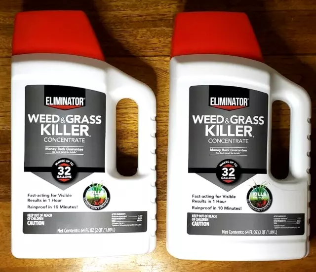 LOT OF 2 Eliminator Weed & Grass Killer Concentrate Herbicide, 64 oz. each (NEW)