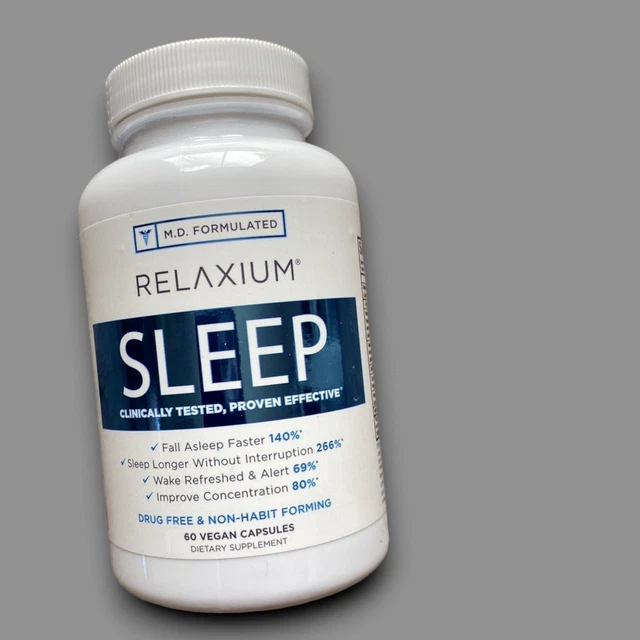 RELAXIUM ALL NATURAL Sleep Aid NONHABIT Forming 60 Capsules exp date