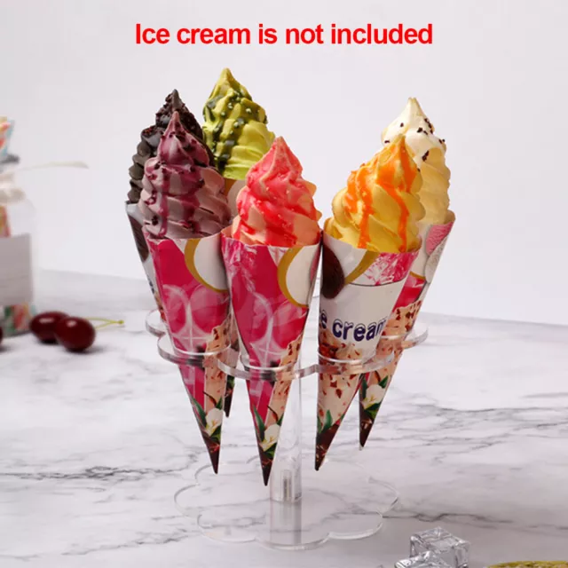 Holes Reusable Detachable DIY Transparent Acrylic Ice Cream Cone Holder Party