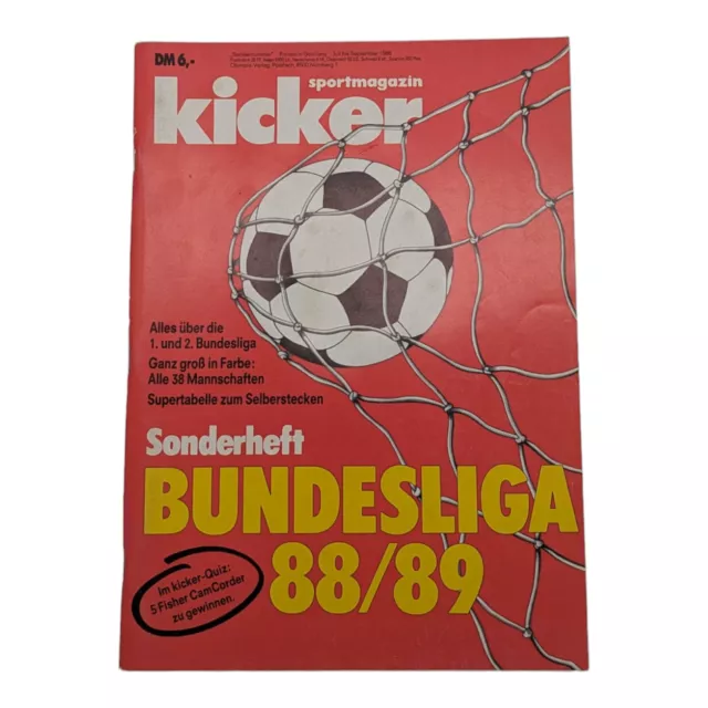 Kicker Sonderheft Bundesliga 1988/89 mit kompletter Stecktabelle SEHR GUT