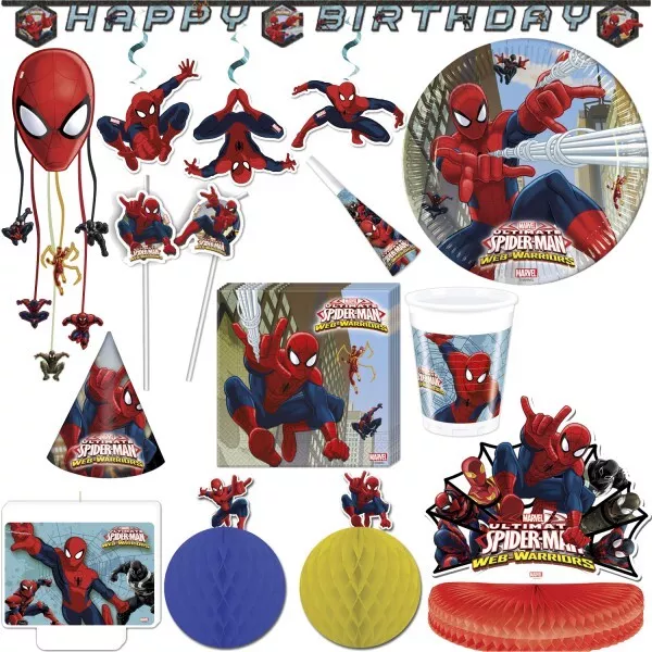 Spiderman Cumpleaños Niños Web Niños Fiesta Set Vajilla de Fiesta Decoración