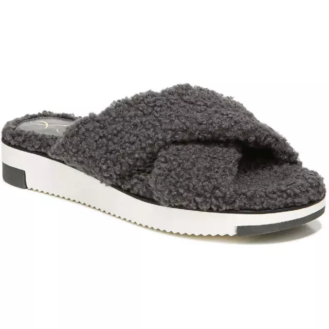 SAM EDELMAN WOMENS Alice Faux Fur Slippers Comfy Slide Sandals Wedges ...