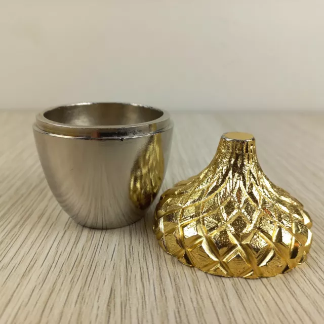 Silver & Gold Metal Trinket Box Acorn Nut Small Jewellery Box with Lid Shiny