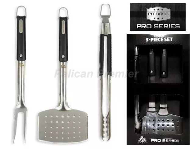 Pit Boss Pro Series 3 Pack Stainless Steel Tool Set Meat fork, Spatula, & Tongs