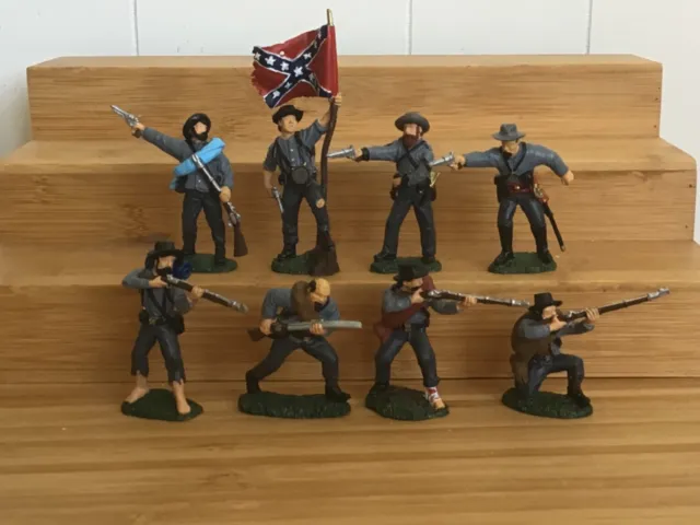 8 American Civil War  Confederate infantrymen. All 8 poses TSSD 60mm plastic