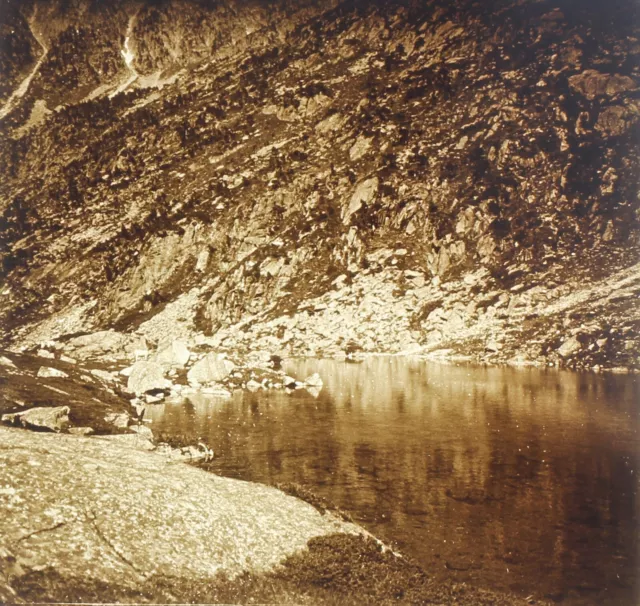 FRANCE Lac d’Estom Pyrénées 1915 Photo Plaque verre Stereo Vintage V36L8n