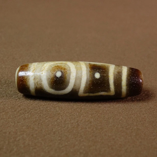 Calcification Agate Old Tibetan DZI Beads Star Heaven Earth Amulet Pendant #9207