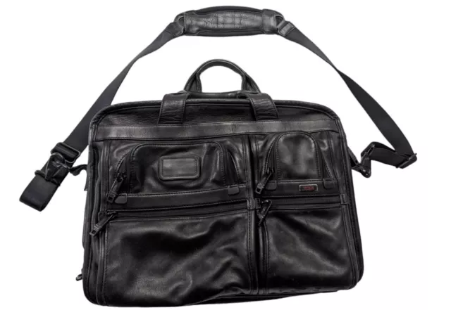 TUMI Bag Leather Business Carry On Black Shoulder Bag Travel Luggage 96141DH