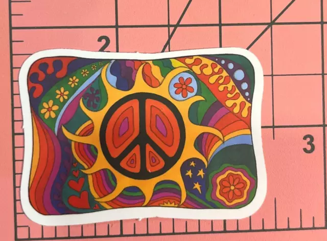 Psychedelic Peace Rectangle - PVC Vinyl Decal Durable Waterproof Sticker Bomb