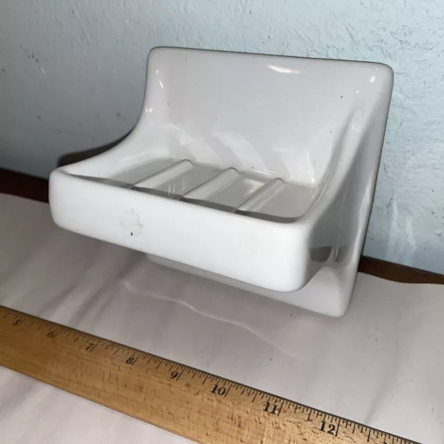 Vintage Off-White Classic Ceramic Soap Dish Wall-Mount  Shower Tub Thinset NOS