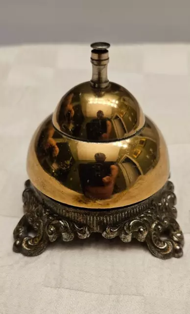 Antique Ornate Brass & Cast Iron Hotel / Desk Bell