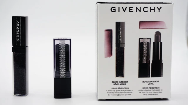 GIVENCHY LIPSTICK DUO Gift Set Gloss Rouge Interdit Vinyl 16 Noir