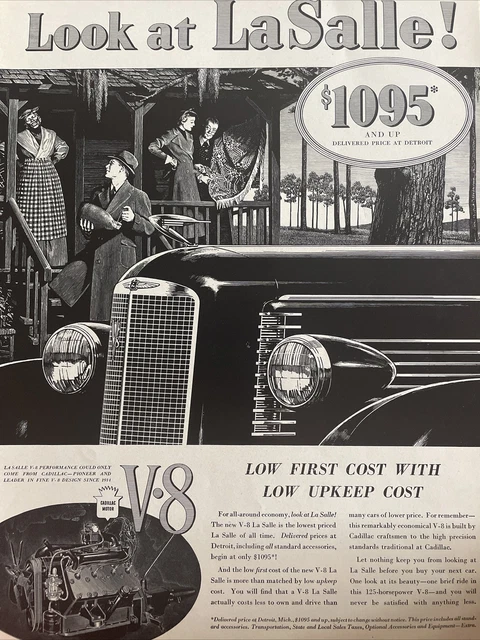 1937 Vintage Cadillac Automobile Print Ad￼, Now Look At LaSalle