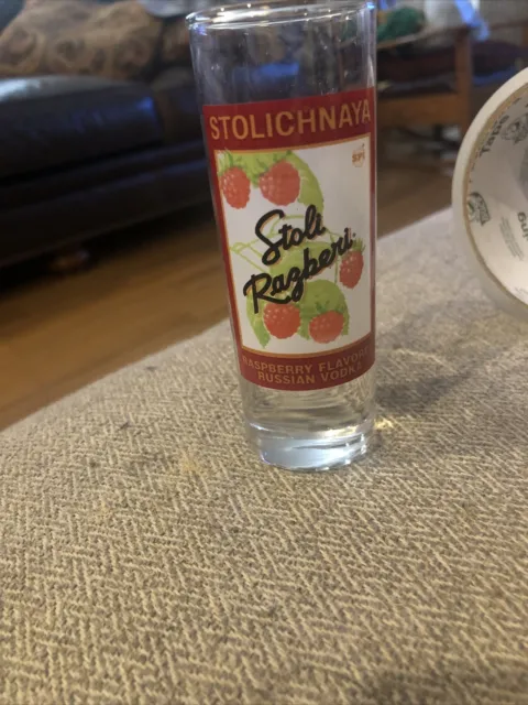 Stolichnaya Raspberry Flavored Russian Vodka 4" Collectible Shot Glass Ragberi