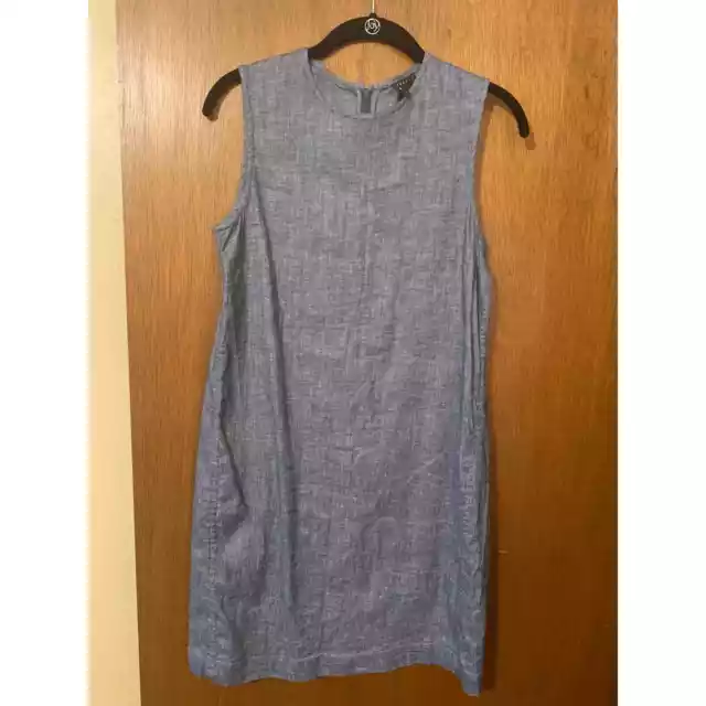 Theory Sleeveless Blue Linen Blend Dress; Size 6