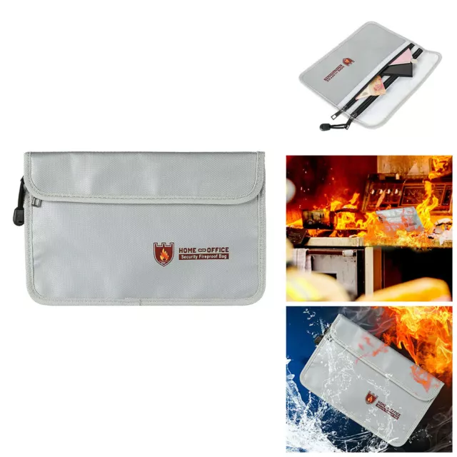 Fireproof Waterproof Document Bag Fire Resistant Money Storage Pouch Security UK