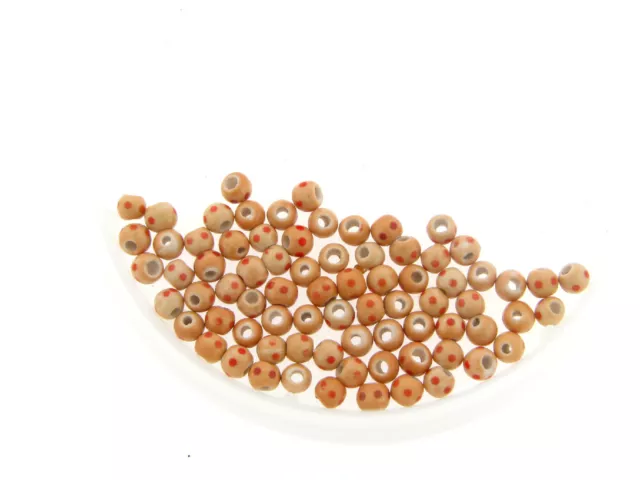 Vintage Italian Hand Glazed Tan Terra Cotta Dot Round Bead Ceramic Bead Lot