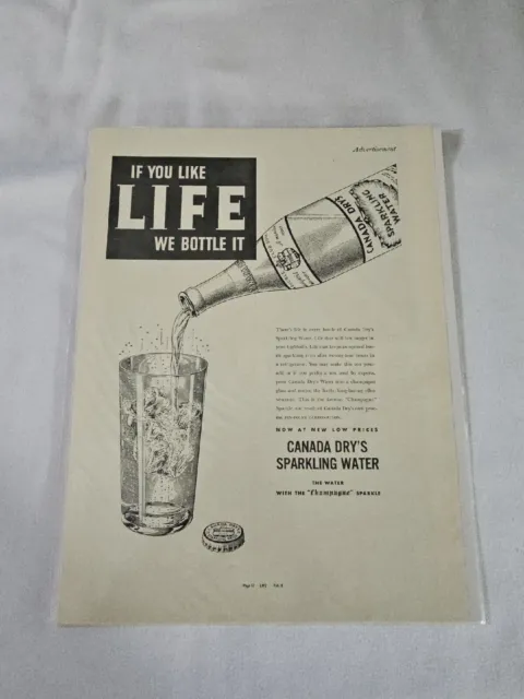 Canada Dry's Sparkling Water Proof Print Ad, 12x14, (BM178)