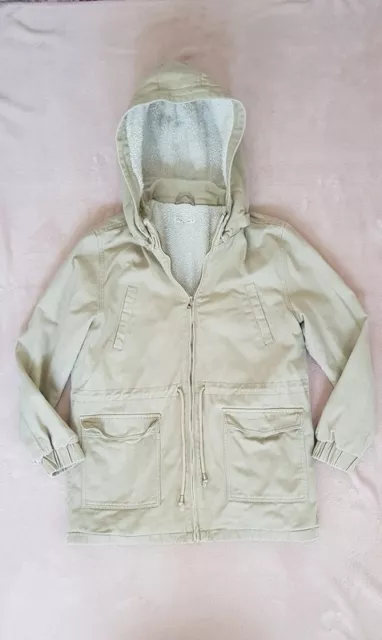 MANTEAU PARKA FEMME beige fourr capuche amovible. Taille L 40