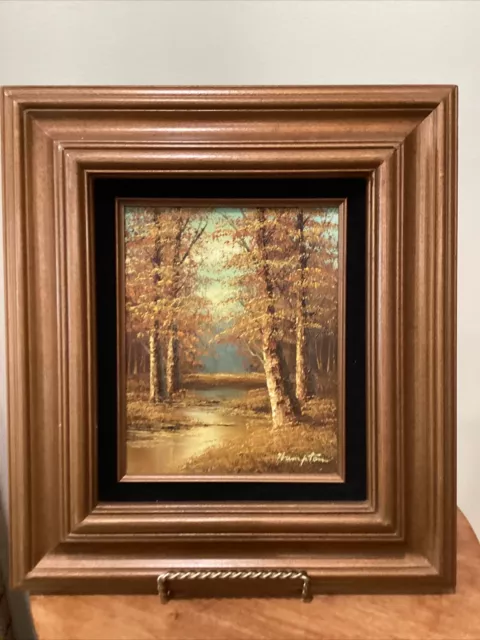 Vintage Hampton signed Oil Painting on Canvas “ Fall Forest “