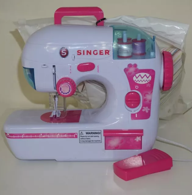 Singer Zig Zag Chainstitch Mini Sewing Machine 8 inches Pink and White Works