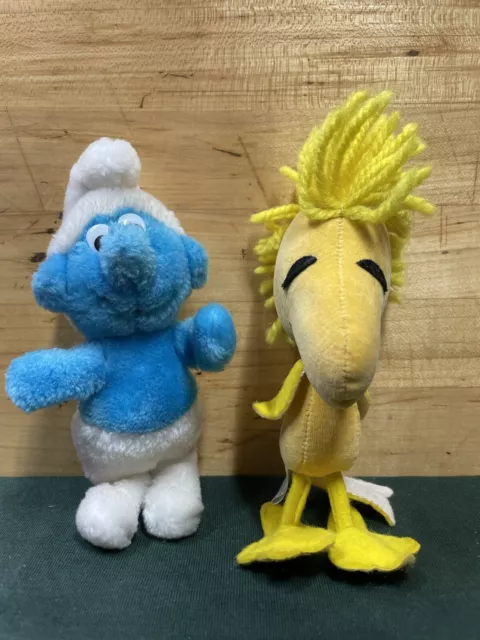 1970s 6" Plush Smurf Woodstock Vintage