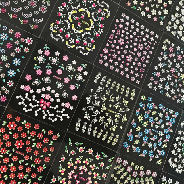 50 3D Sheet Flower Decal Transfer Manicure Nail Art Stickers Tips Decoration DIY