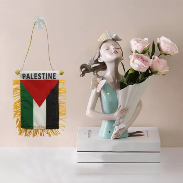 1pcs Palästina kleine hängende Flagge doppelseitig Quasten mit Saugscheibe