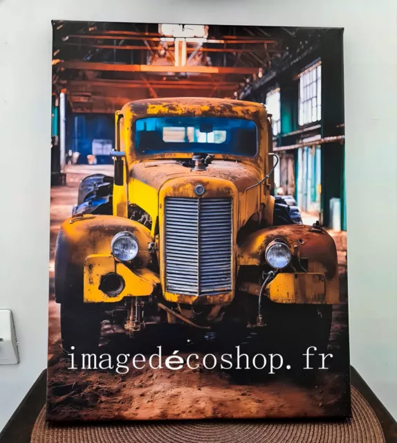 Tableau Décoratif sur toile, camion déco style vintage/industriel, 40x30x2 cm