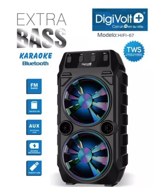 ALTAVOZ KARAOKE DIGIVOLT HIFI-67 KARAOKE BLUETOOTH 10 W Env 24